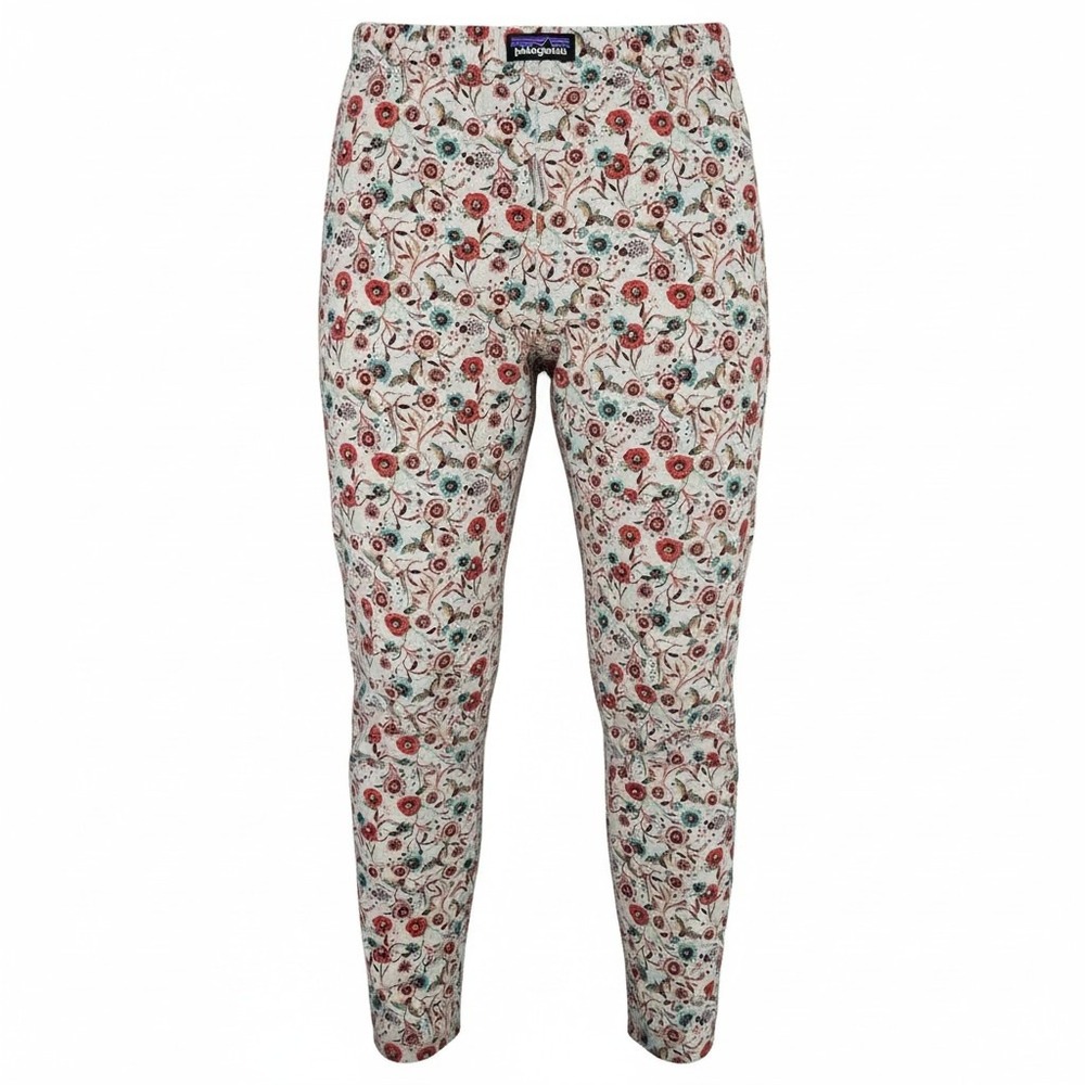 Patagonia Capilene Baselayer Leggings 4T Floral Hummingbird 60065 Cream Multi